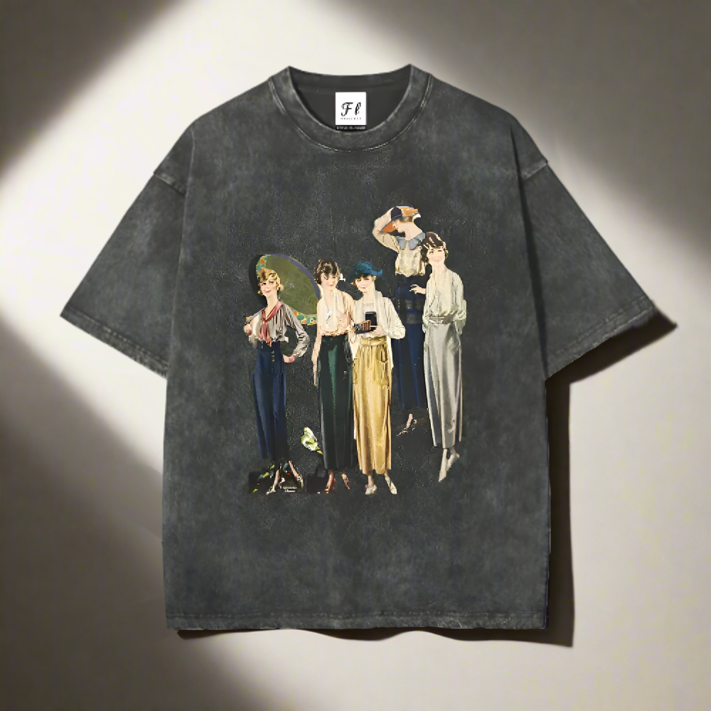 Unisex - New Chinese Style Embroidery Short-Sleeve With Hand-Painted Peony Elements Printed Short-Sleeve, Pure Cotton Heavyweight