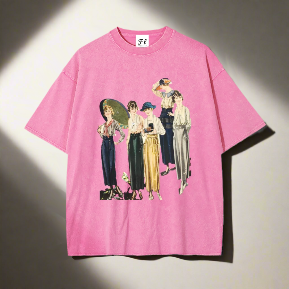Unisex - New Chinese Style Embroidery Short-Sleeve With Hand-Painted Peony Elements Printed Short-Sleeve, Pure Cotton Heavyweight