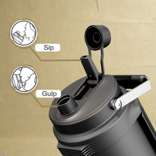 64 oz Insulated Water Bottle for Gym: 2-in-1 Straw Spout Lid, Dual Handle, Leakproof, Keep Cold 36H