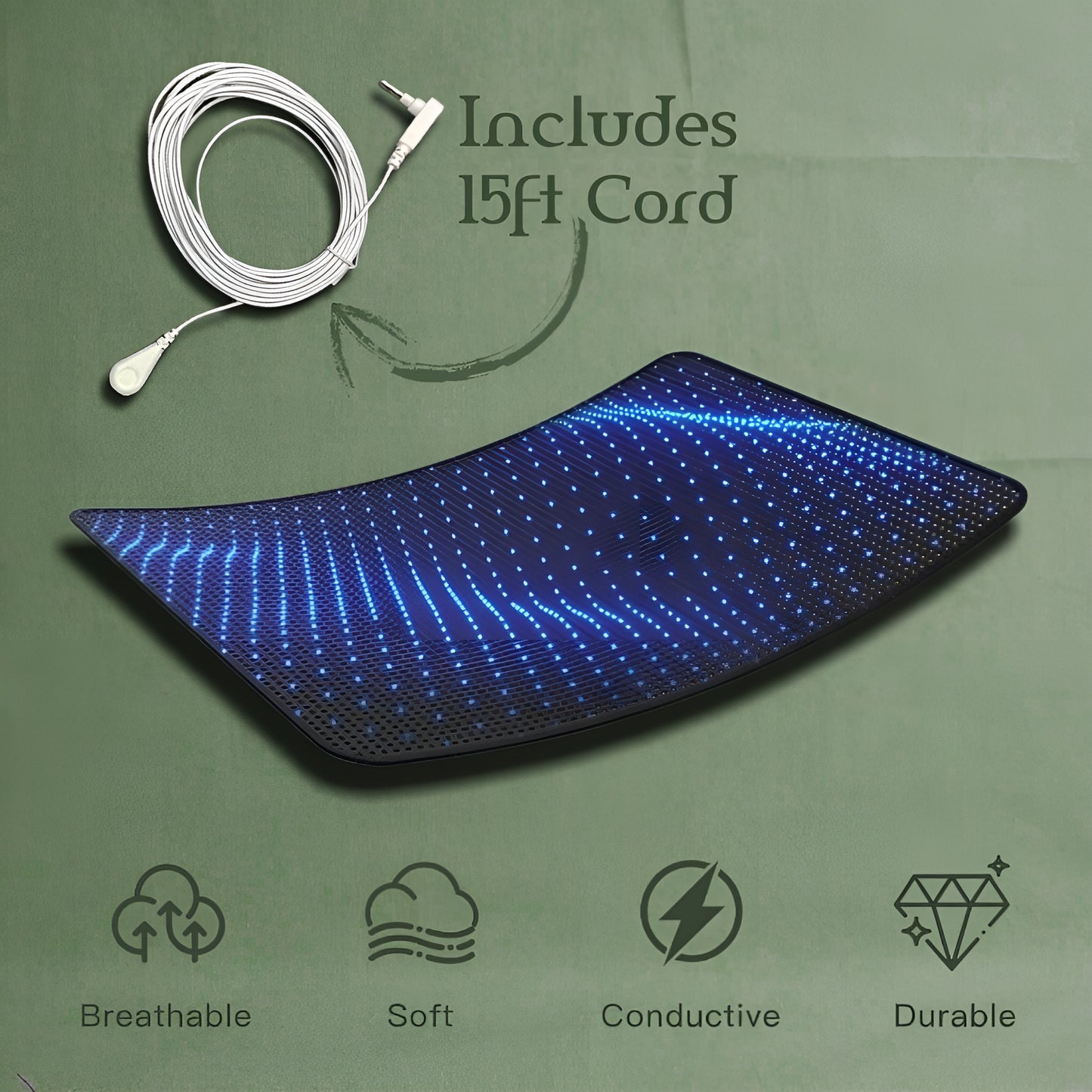 68x185x0.06cm Grounding Mat Leather Mattress Conductive Carbon Pad For Better Sleep Reduce Stress With 4.5m Earthing Conductor