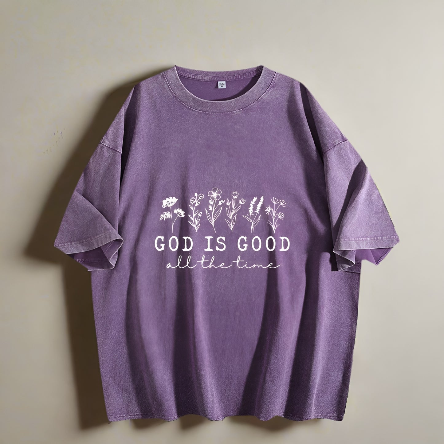 Women's - Summer Washed Cotton T shirt Floral Letter Print Casual Loose Short Sleeved Inspirational Top