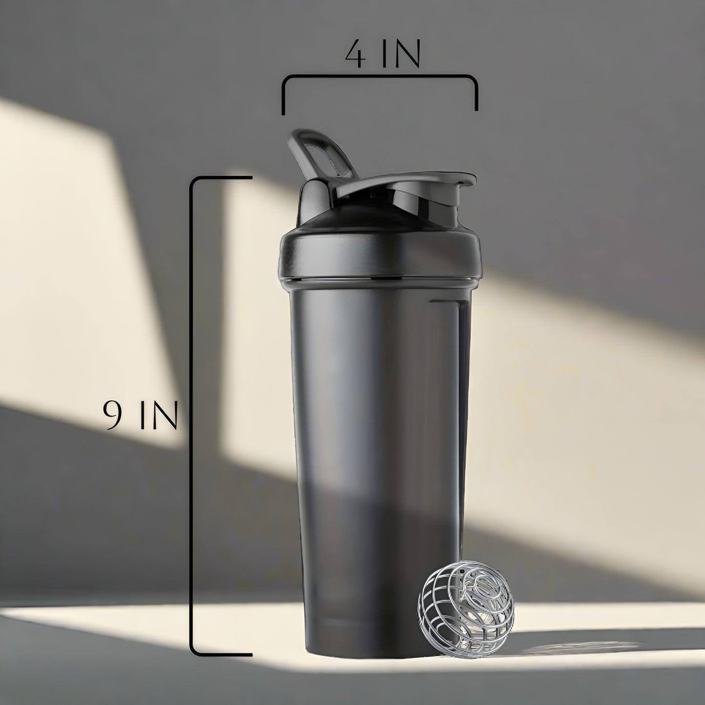 Stirrer bottle vibrator glass with flip cap for mixing protein shakes, smoothies and gym supplements, durable and convenient