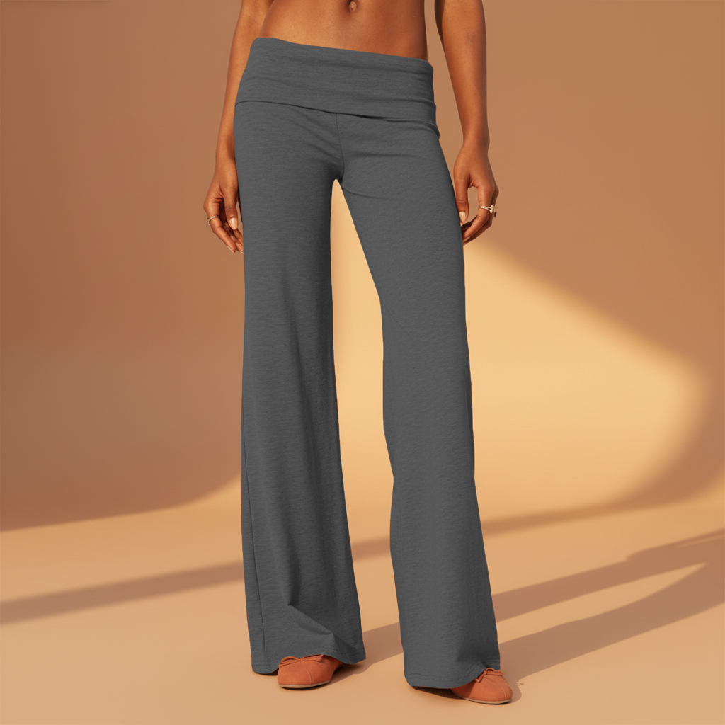 Women's - Casual Wide Leg Sweatpants Fold Over Low Rise Flare Yoga Lounge Pants