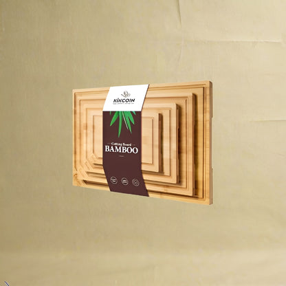 4-piece extra large kitchen bamboo cutting board set, heavy duty cutting board with juice groove, inner handle design.