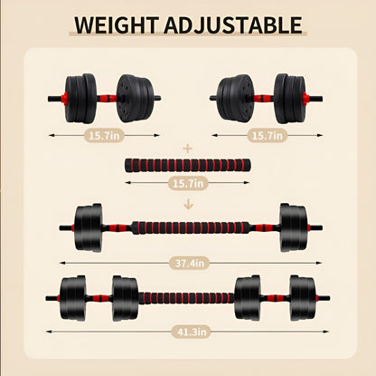 5-44lbs Adjustable Dumbbell to Barbell Set, Anti-Slip Grip, Versatile Home Gym Fitness Strength Training Barbell Weight Plates