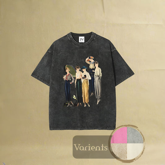 Unisex - New Chinese Style Embroidery Short-Sleeve With Hand-Painted Peony Elements Printed Short-Sleeve, Pure Cotton Heavyweight