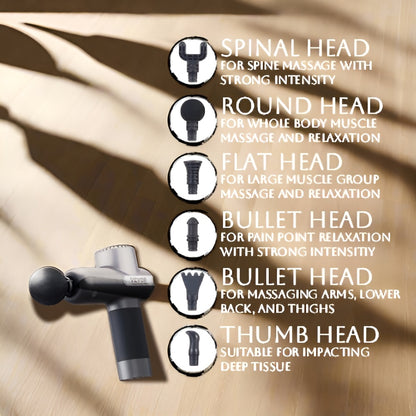 SucceBuy Mini Massage Gun Percussion Muscle Massage Gun for Athletes w/ 5 Speed Levels & 6 Massage Heads for Pain Relief Muscle