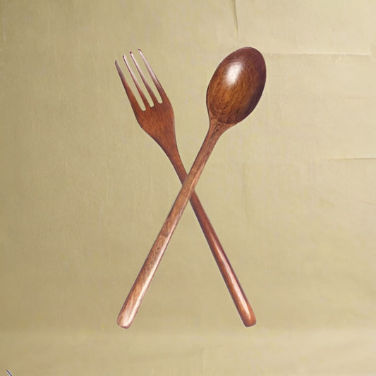 8 Sets of Wooden Soup Spoons and Forks Set Natural Wood Cutlery Wooden Cutlery Set, Eco-Friendly Wooden Cutlery, Wooden Dinner F