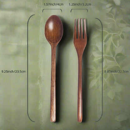 8 Sets of Wooden Soup Spoons and Forks Set Natural Wood Cutlery Wooden Cutlery Set, Eco-Friendly Wooden Cutlery, Wooden Dinner F