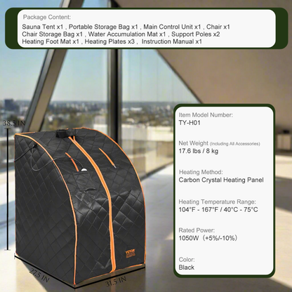 SucceBuy Compact Portable Steam Sauna Tent 1200 Watt Therapeutic  for Detox Relaxation Time Remote Control Personal  for Home