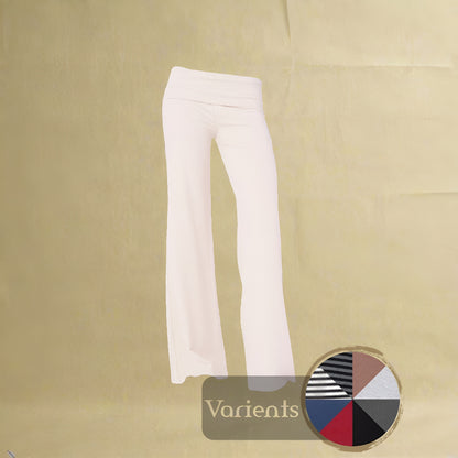 Women's - Casual Wide Leg Sweatpants Fold Over Low Rise Flare Yoga Lounge Pants