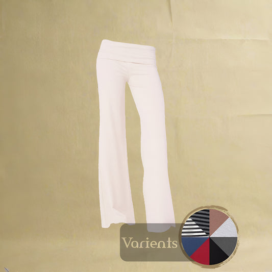 Women's - Casual Wide Leg Sweatpants Fold Over Low Rise Flare Yoga Lounge Pants