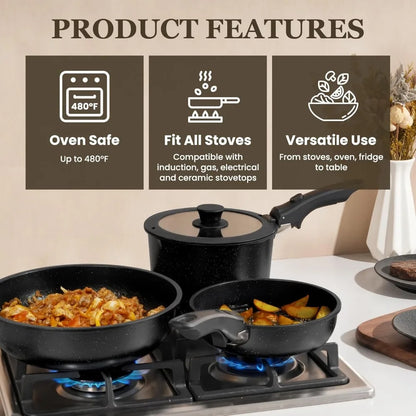 KIKCOIN 24 Pack Pots and Pans Set Non Stick, Detachable Handle Cookware Set, Induction RV Kitchen Cooking Set with Removable Han